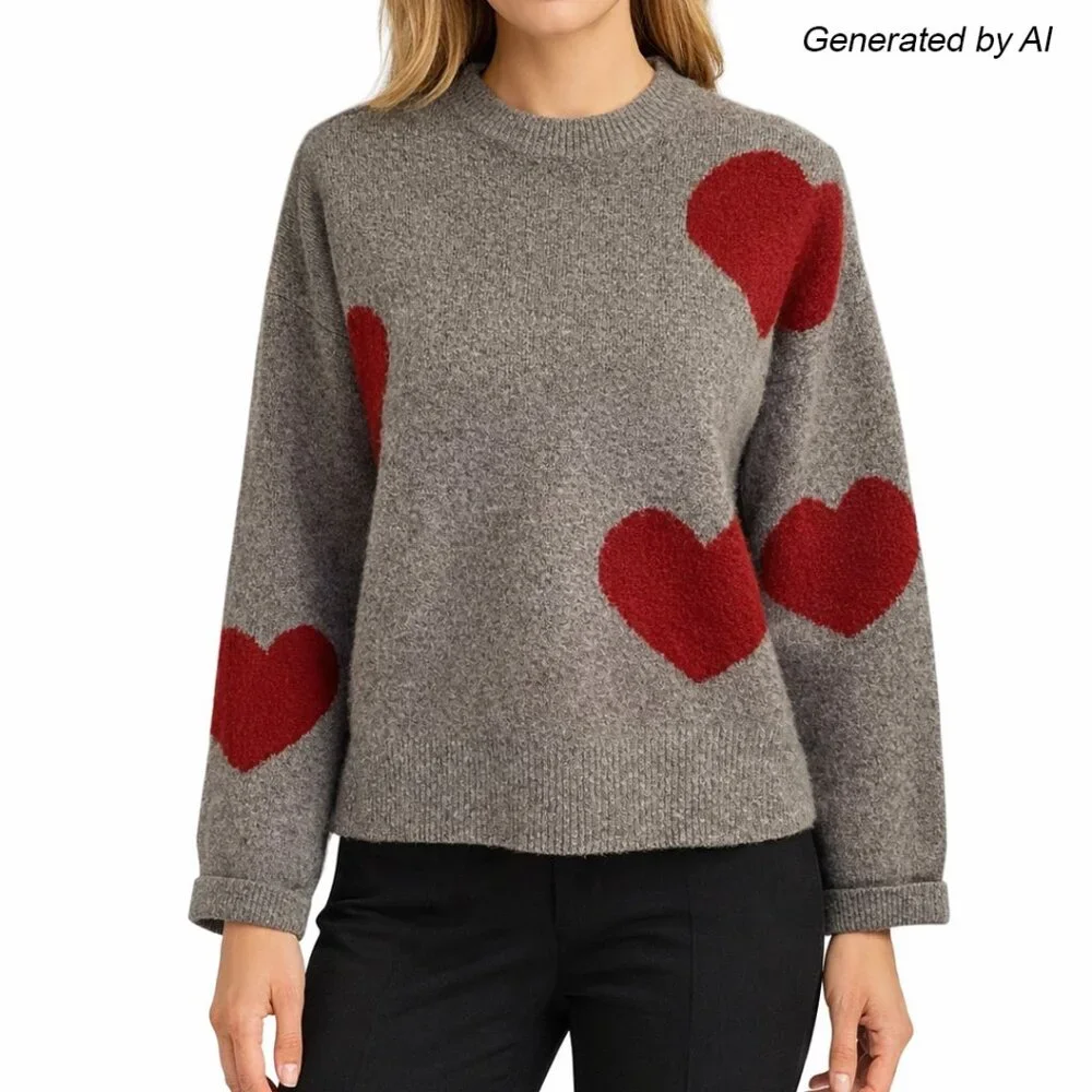 Natural Life Heart Knit Crewneck Sweater - Picture 9 of 9